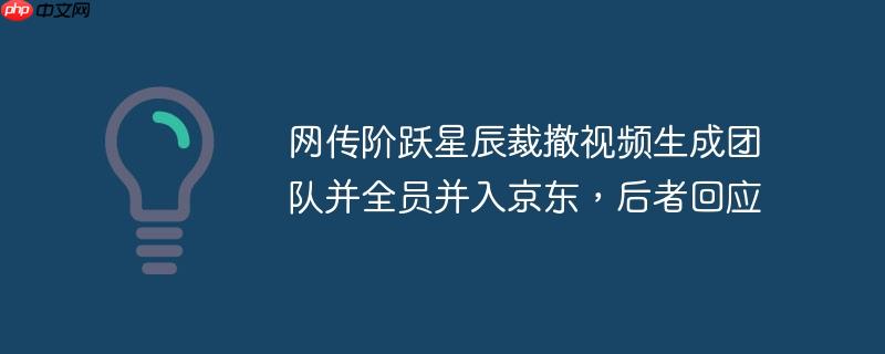 网传阶跃星辰裁撤视频生成团队并全员并入京东，后者回应