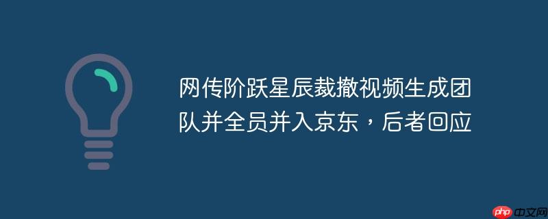 网传阶跃星辰裁撤视频生成团队并全员并入京东，后者回应