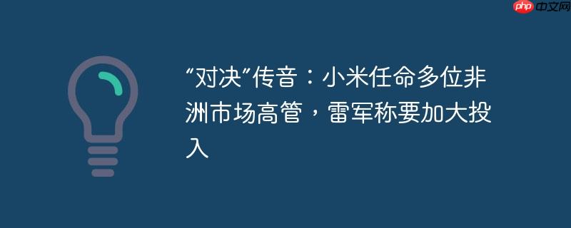 “对决”传音:小米任命多位非洲市场高管,雷军称要加大投入