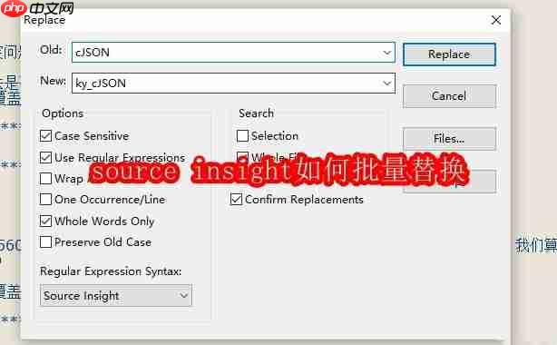 source insight如何批量替换