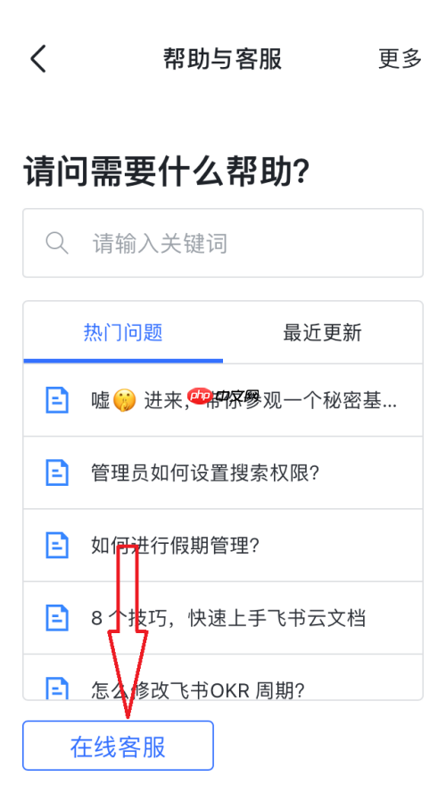 飞书怎么联系在线客服？飞书联系在线客服教程