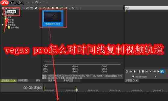 vegas pro怎么对时间线复制视频轨道