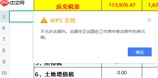 WPS删除单元格出现禁止操作警示窗该怎么办