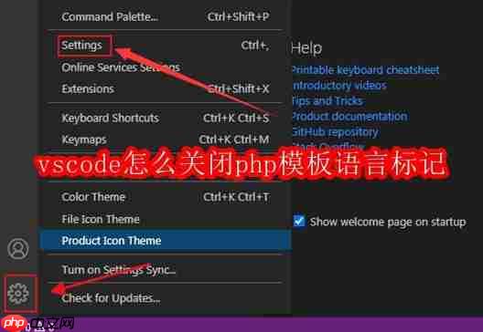 vscode怎么关闭php模板语言标记
