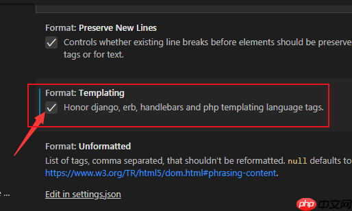 vscode怎么关闭php模板语言标记