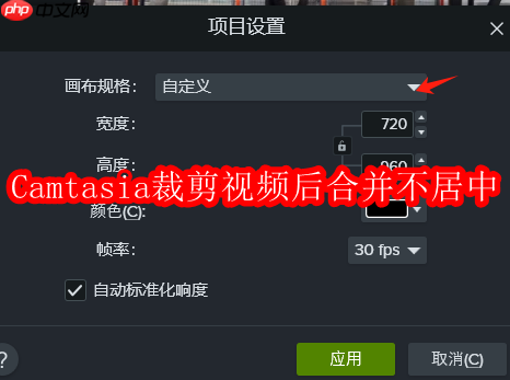 camtasia裁剪视频后合并不居中