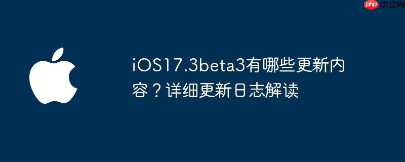 ios17.3beta3有哪些更新内容?详细更新日志解读