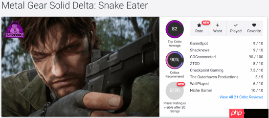 《合金装备3重制版》OC站均分82：原版几乎完美的重制