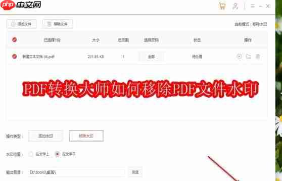 PDF转换大师如何移除PDF文件水印