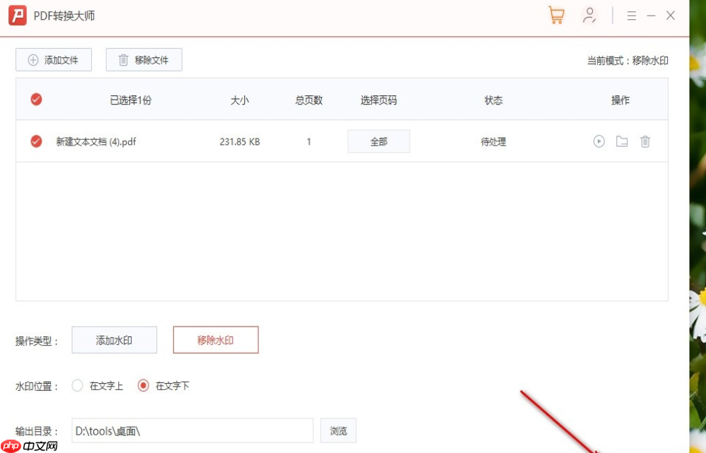 PDF转换大师如何移除PDF文件水印