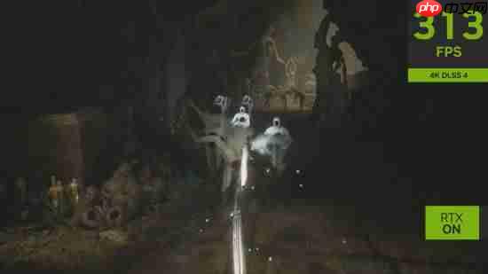 UE5类魂《地狱即我们》DLSS4演示:帧率暴涨3倍多!