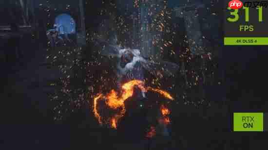 UE5类魂《地狱即我们》DLSS4演示:帧率暴涨3倍多!