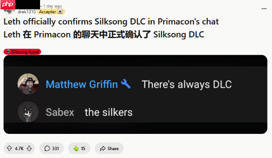 《空洞骑士：丝之歌》官方暗示会有DLC？部分计划甚至野心勃勃
