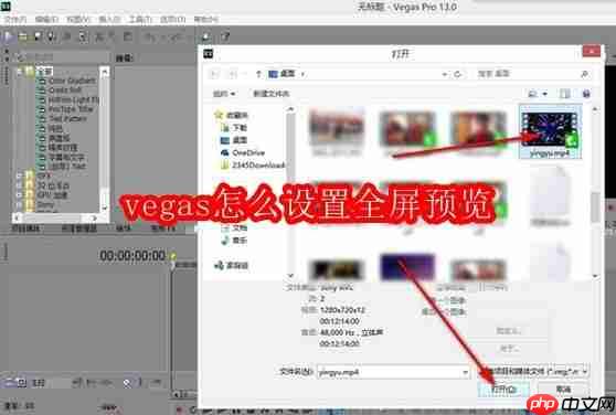 vegas怎么设置全屏预览