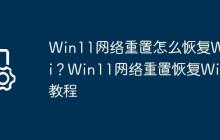 Win11网络重置怎么恢复WiFi？Win11网络重置恢复WiF教程