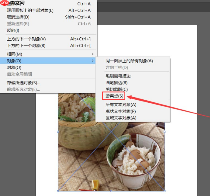 ai怎么根据游离点选择图片对象