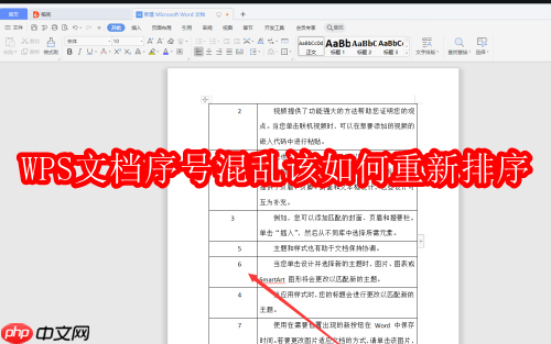 wps文档序号混乱该如何重新排序