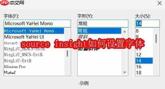 source insight如何设置字体