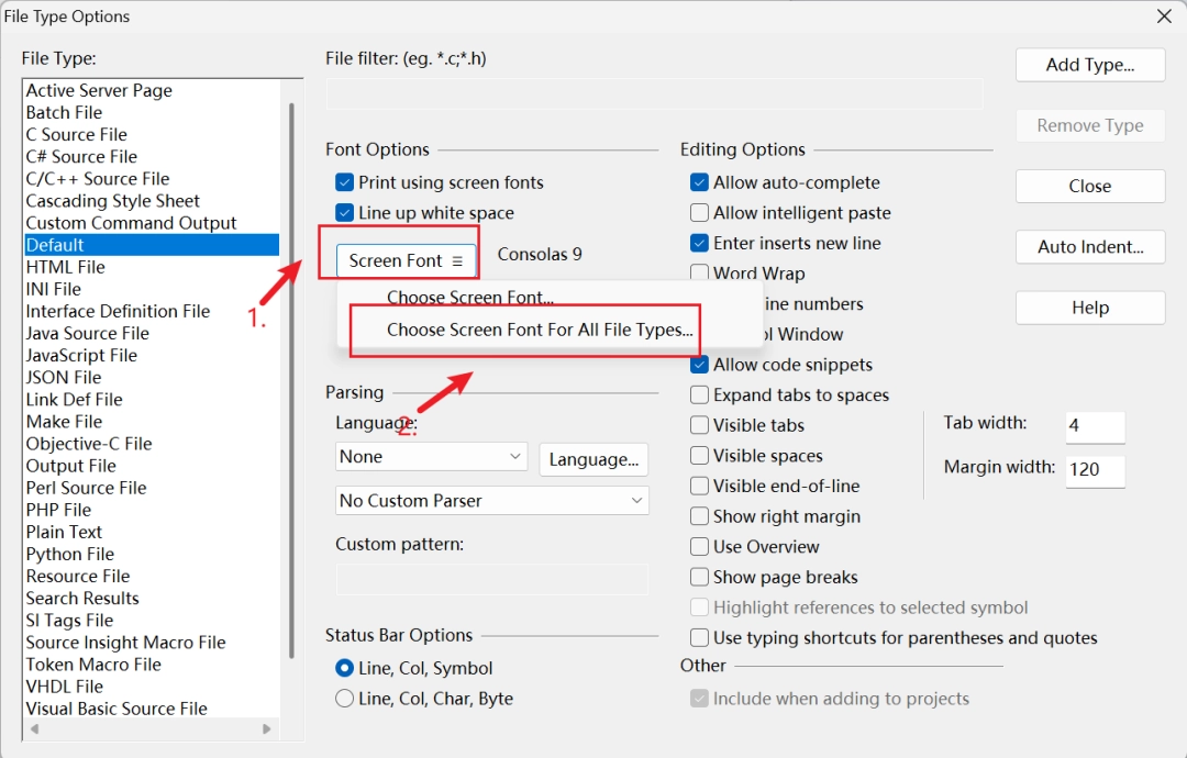 source insight如何设置字体