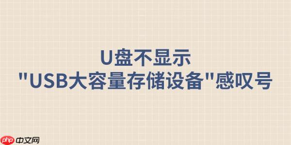 U盘不显示"USB大容量存储设备"感叹号的解决方法大全