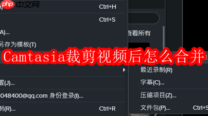 Camtasia裁剪视频后怎么合并