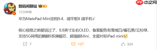 对标iPad mini！华为MatePad Mini搭载麒麟9系旗舰芯 售价预计4000元起