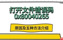 打开文件错误码0x80040265 原因及五种方法介绍