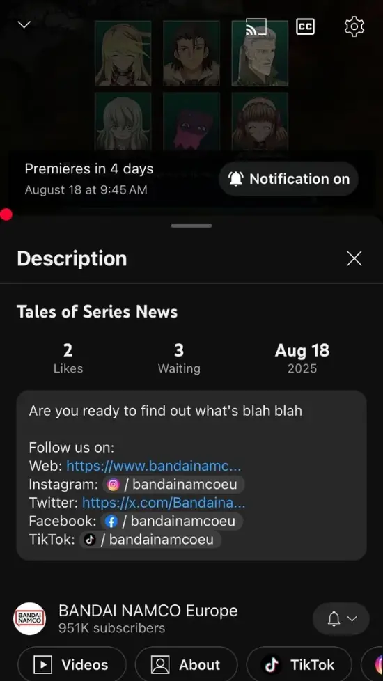 曝万代或将重制经典RPG《无限传说》!预告上传时间早了!