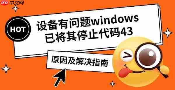 设备有问题windows已将其停止代码43 原因及解决指南
