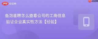 鱼泡直聘怎么查看公司的工商信息 验证企业真实性方法【经验】