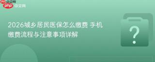 2026城乡居民医保怎么缴费 手机缴费流程与注意事项详解