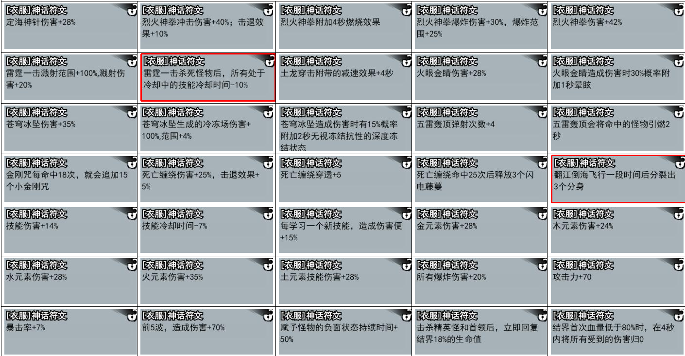 弓箭侠神话符文有哪些 神话符文大全