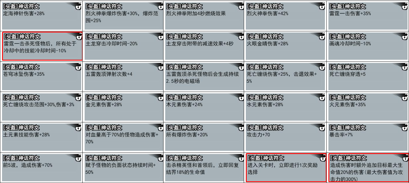弓箭侠神话符文有哪些 神话符文大全