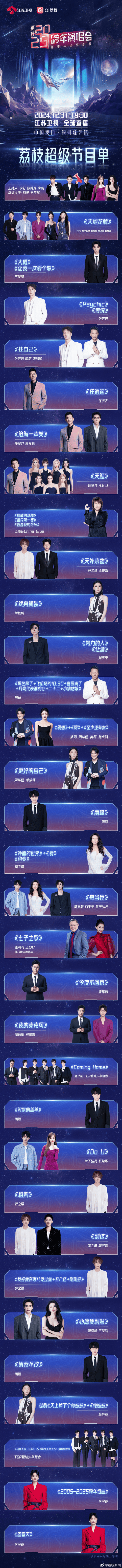 2025江苏卫视跨年演唱会节目单 江苏卫视跨年晚会节目单一览