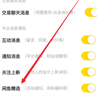 闲鱼APP闲鱼精选通知怎么关闭 闲鱼APP关闭闲鱼精选通知操作分享