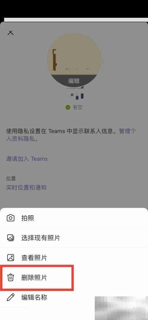 Microsoft Teams怎么删除头像图片