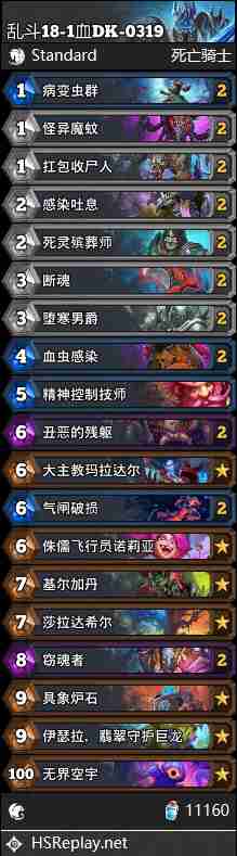 炉石传说乱斗血DK卡组代码 炉石传说乱斗血DK推荐3月
