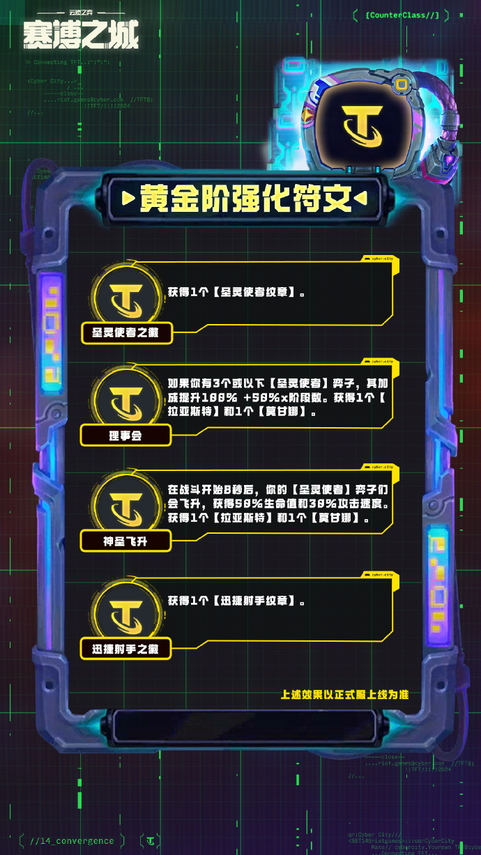 云顶之弈S14黄金阶强化符文介绍 云顶之弈S14黄金阶强化符文一览