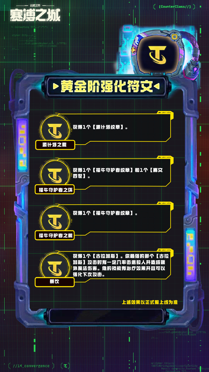 云顶之弈S14黄金阶强化符文介绍 云顶之弈S14黄金阶强化符文一览