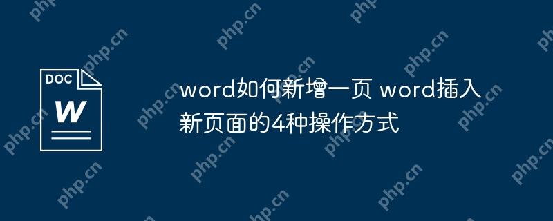 word如何新增一页 word插入新页面的4种操作方式