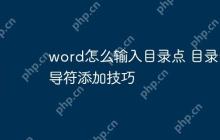 word怎么输入目录点 目录引导符添加技巧