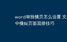 word单独横页怎么设置 文档中横纵页面混排技巧