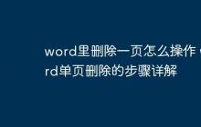 word里删除一页怎么操作 word单页删除的步骤详解