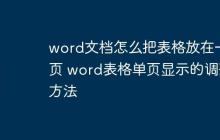 word文档怎么把表格放在一页 word表格单页显示的调整方法
