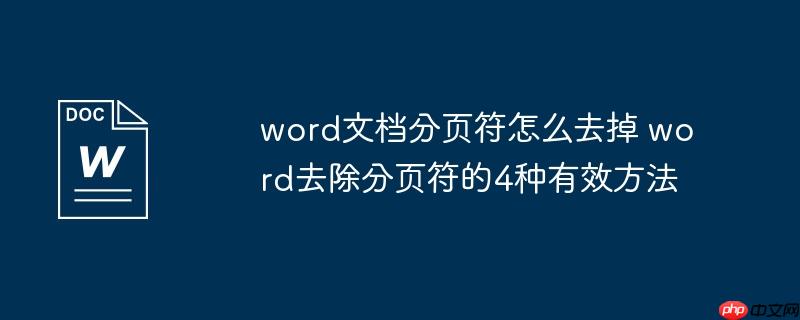 word文档分页符怎么去掉 word去除分页符的4种有效方法