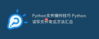 Python文件操作技巧 Python读写文件常见方法汇总