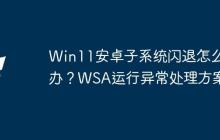 Win11安卓子系统闪退怎么办？WSA运行异常处理方案
