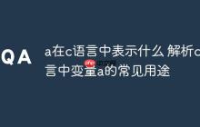 a在c语言中表示什么 解析c语言中变量a的常见用途