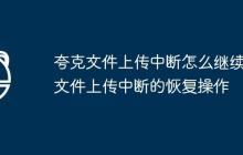 夸克文件上传中断怎么继续 文件上传中断的恢复操作