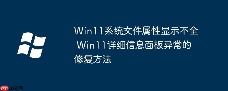 Win11系统文件属性显示不全 Win11详细信息面板异常的修复方法